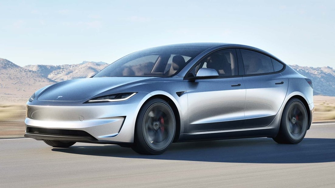 Tesla Model 3 on the road